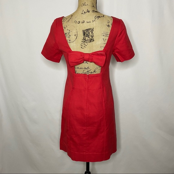 Maeve Anthropologie Red Short Sleeve Bow Dress‎ - Picture 7 of 10